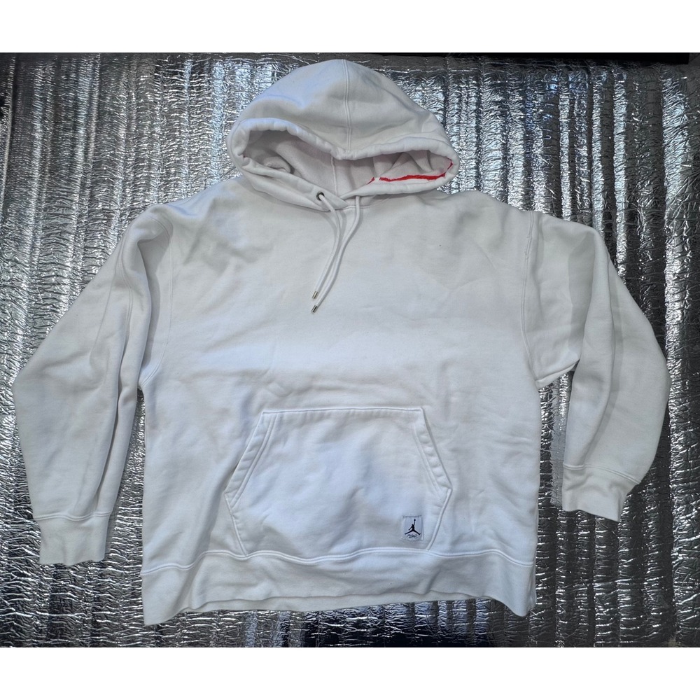 Jordan Flight Essentials Hoodie White Oversized Fit Pullover Small